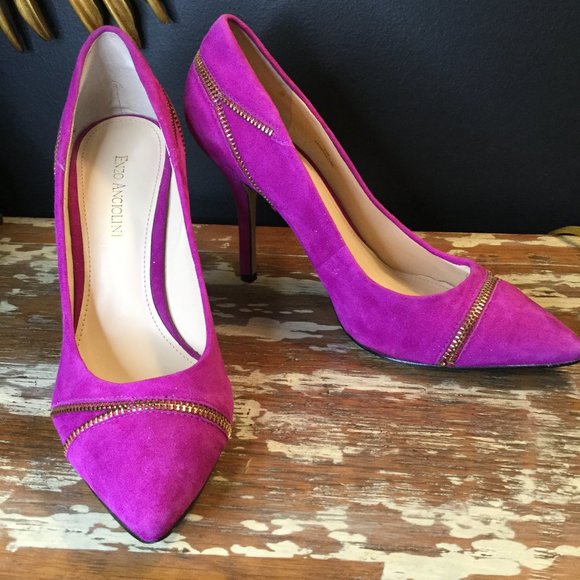 Enzo Angiolini suede zipper designer pointy heels - Picture 1 of 6